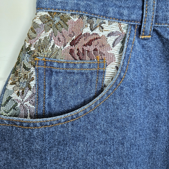 Vintage 80s 26" waist deadstock denim tapestry mini skirt‎ - Picture 2 of 7